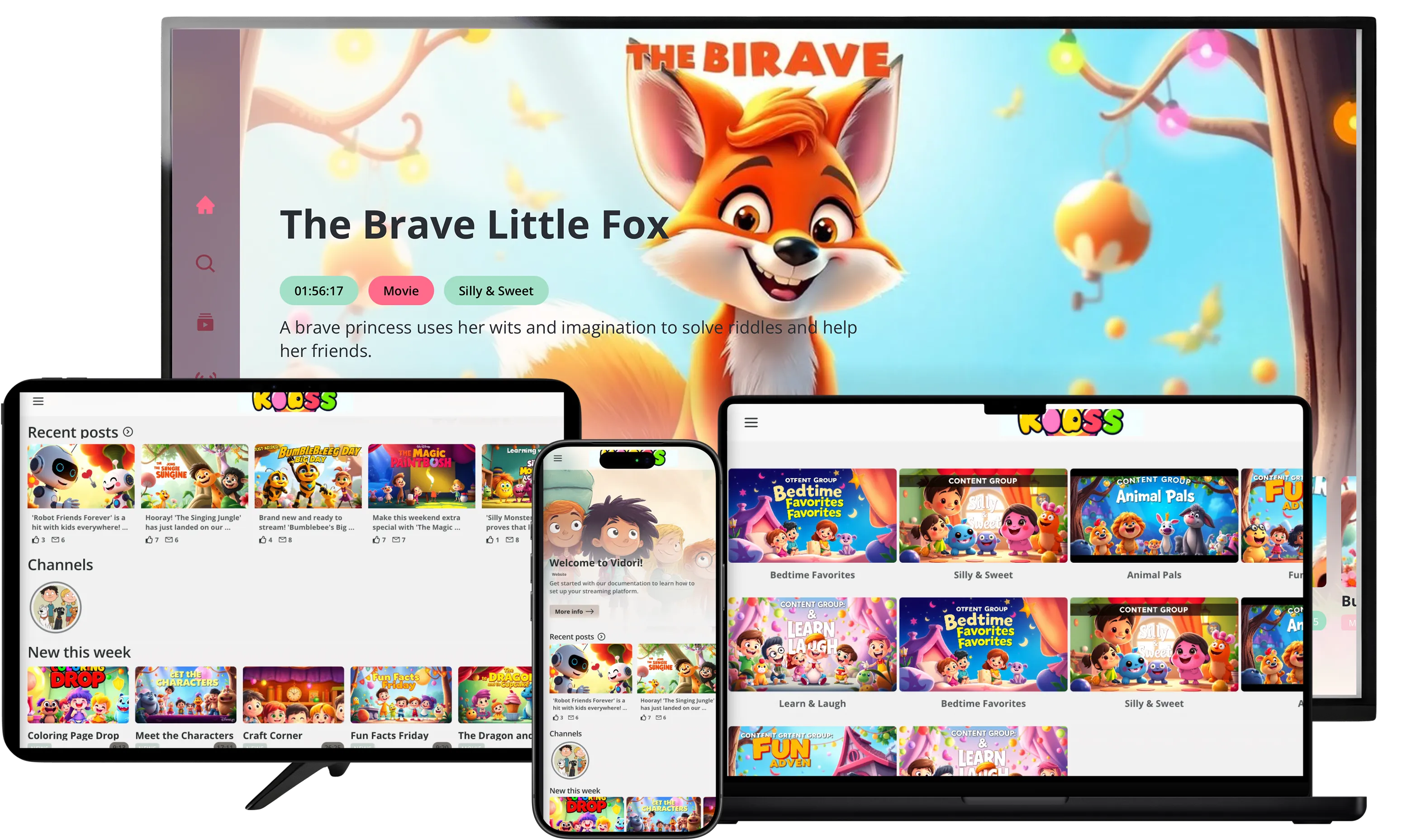 Vidori streaming app on tablet, mobile, and desktop